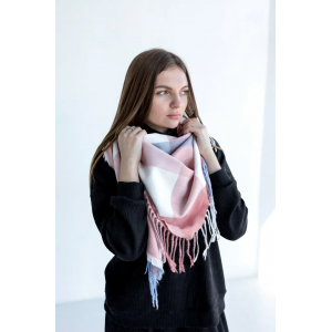 Велика рожева кашемірова хустка косинка в клітину CASHMERE. Photo 3